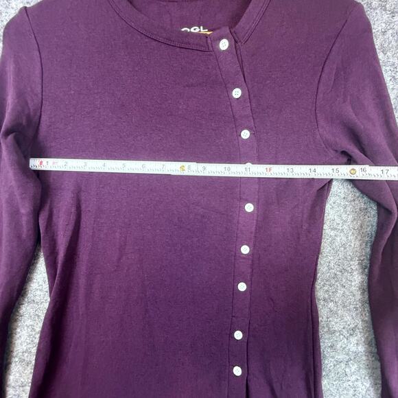 OGL Move Eco Mousse Placket Top Womens Medium Purple Stretch Asymmetrical Button - Picture 4 of 7